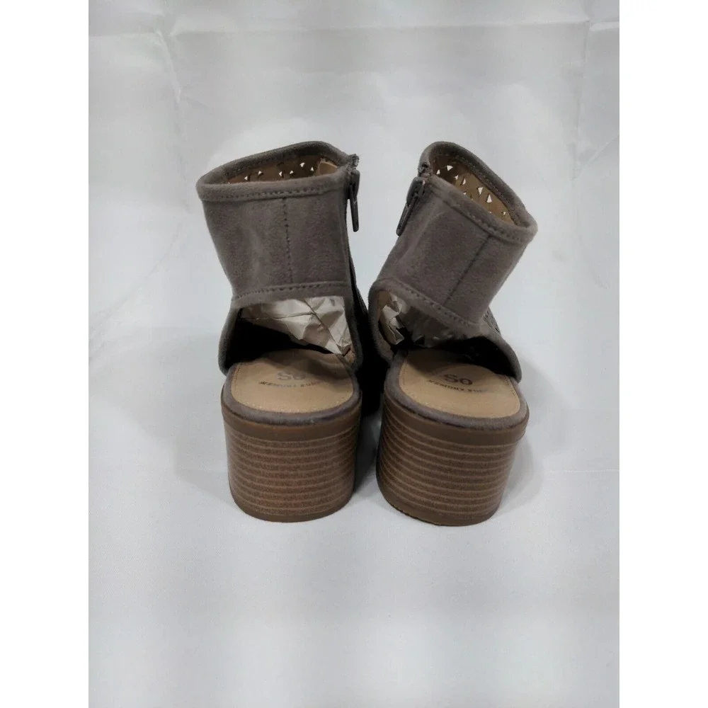 SO‎ Youth Girl's Jayna Zip Up Comfort Ankle Boots Taupe Size 6M